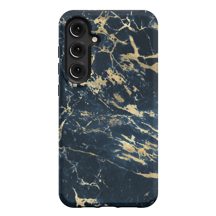Galaxy S24 Plus StrongFit dark blue gold marble by haroulita