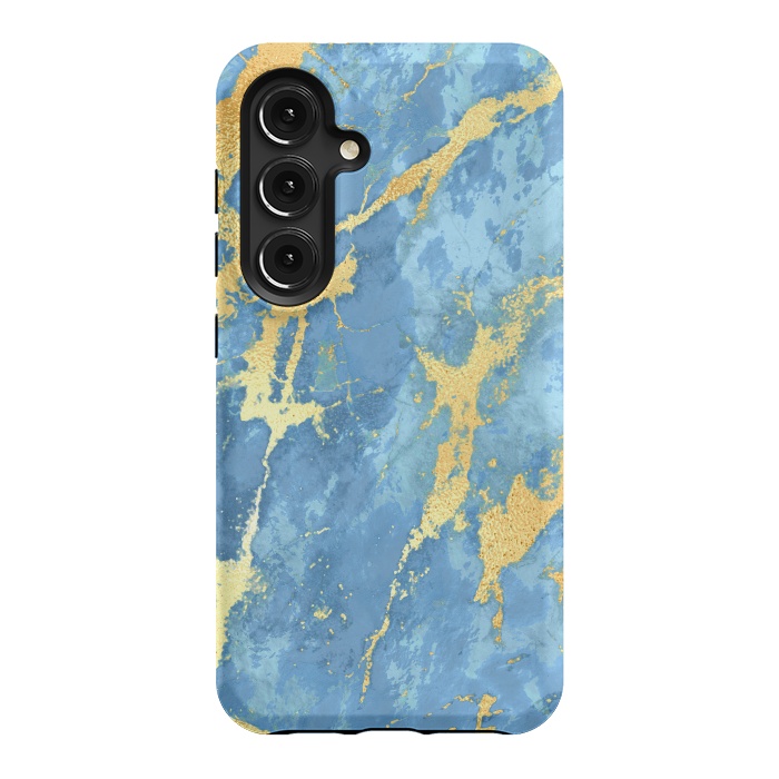 Galaxy S24 StrongFit sky blue gold marble by haroulita