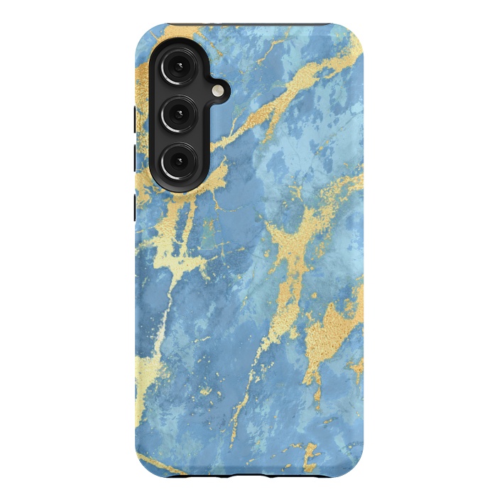 Galaxy S24 Plus StrongFit sky blue gold marble by haroulita