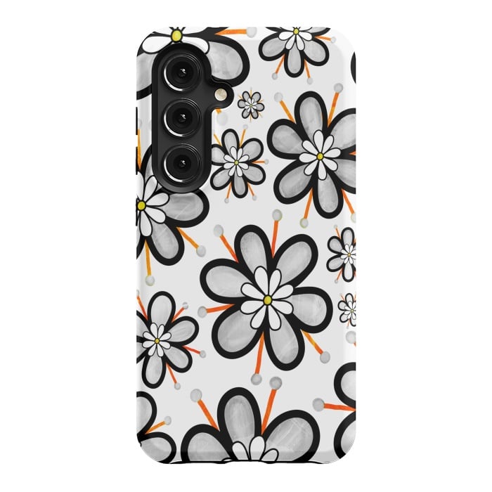 Galaxy S24 StrongFit gray flowers  by haroulita