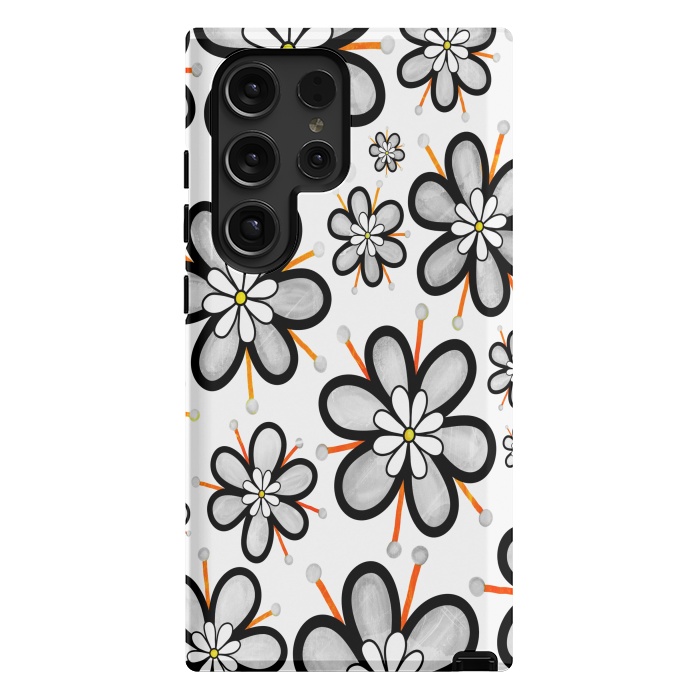 Galaxy S24 Ultra StrongFit gray flowers  by haroulita