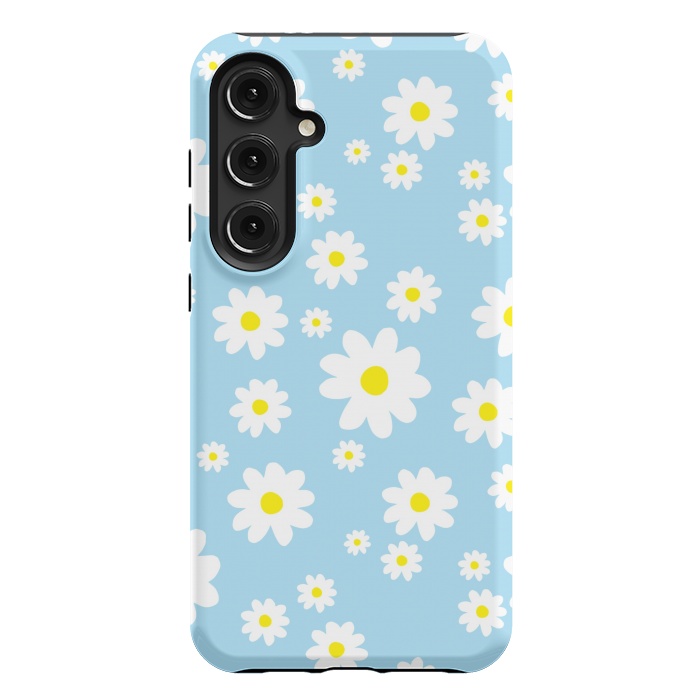 Galaxy S24 Plus StrongFit Blue Daisy Flower Pattern by Julie Erin Designs