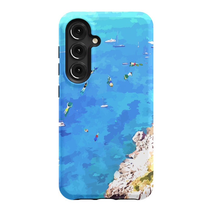 Galaxy S24 StrongFit Capri Island, Italy Tropical Travel, Nature Landscape Painting, Ocean Beach Summer Illustration by Uma Prabhakar Gokhale