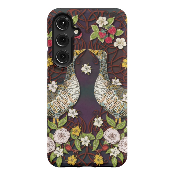 Galaxy S24 Plus StrongFit Summer Strawberry Geese by Lotti Brown
