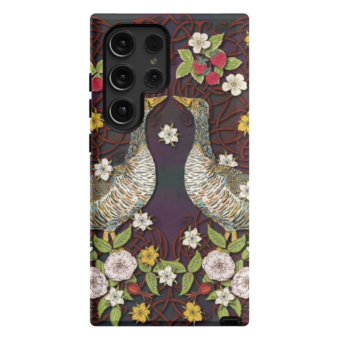 Galaxy S24 Ultra StrongFit Summer Strawberry Geese by Lotti Brown