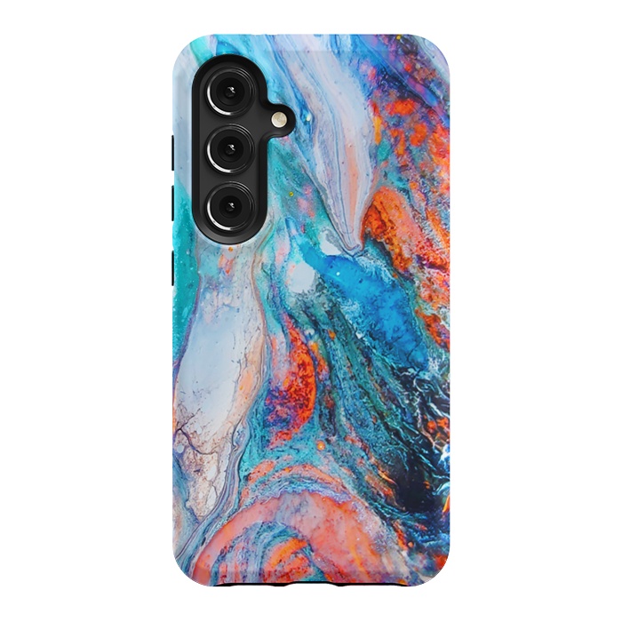 Galaxy S24 StrongFit Marble Effect Color Pouring Acrylic Abstract Painting by BluedarkArt