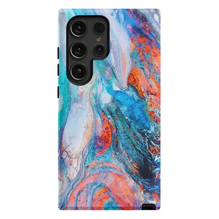 Galaxy S24 Ultra StrongFit Marble Effect Color Pouring Acrylic Abstract Painting by BluedarkArt