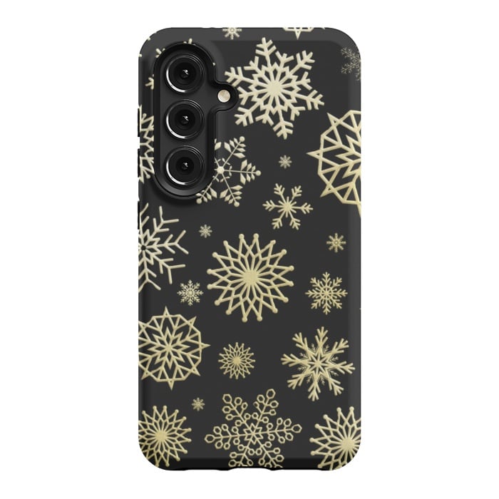 Galaxy S24 StrongFit black gold snowflakes by haroulita