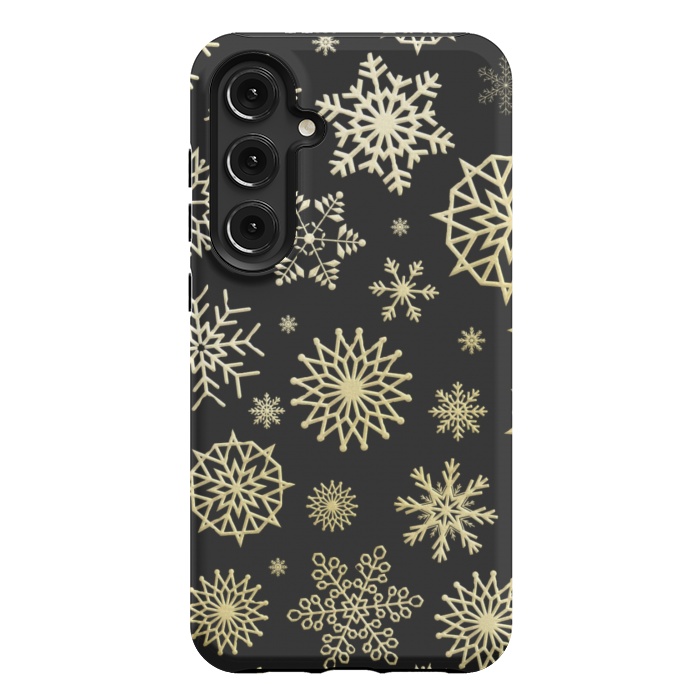 Galaxy S24 Plus StrongFit black gold snowflakes by haroulita