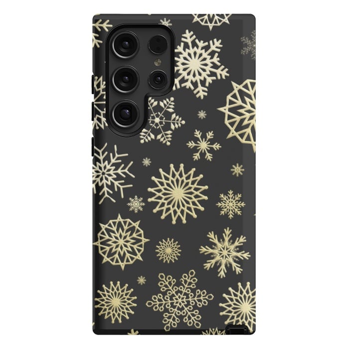 Galaxy S24 Ultra StrongFit black gold snowflakes by haroulita