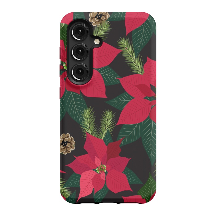 Galaxy S24 StrongFit Christmas poinsetta flowers by haroulita