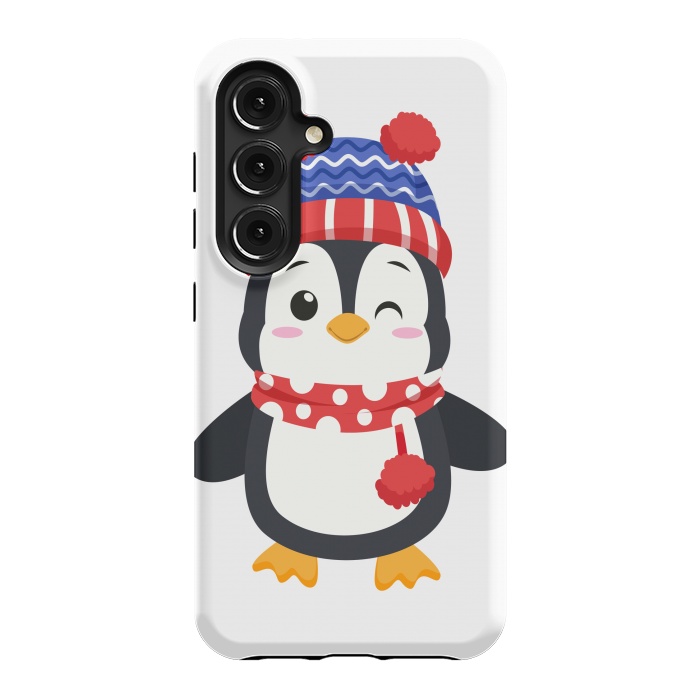 Galaxy S24 StrongFit adorable penguin with winter clothes by haroulita