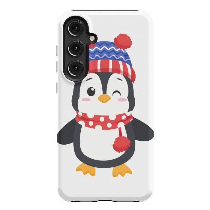 Galaxy S24 Plus StrongFit adorable penguin with winter clothes by haroulita