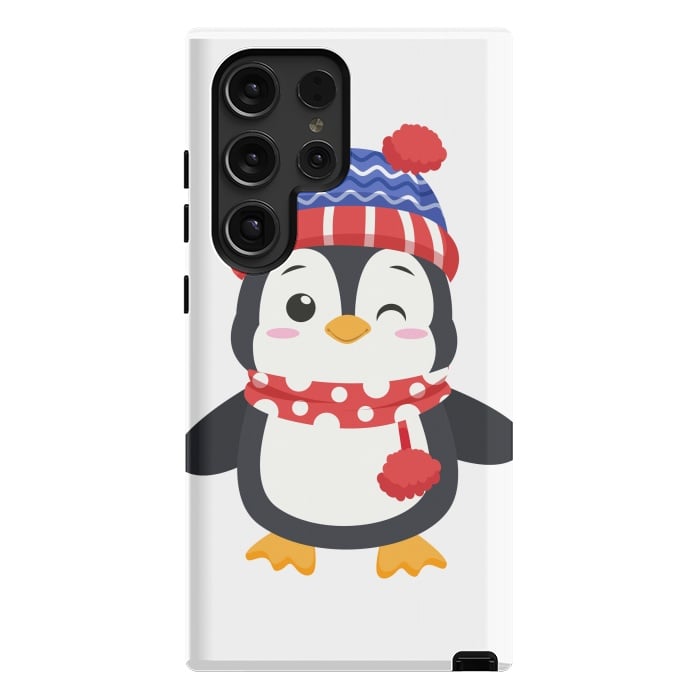 Galaxy S24 Ultra StrongFit adorable penguin with winter clothes by haroulita