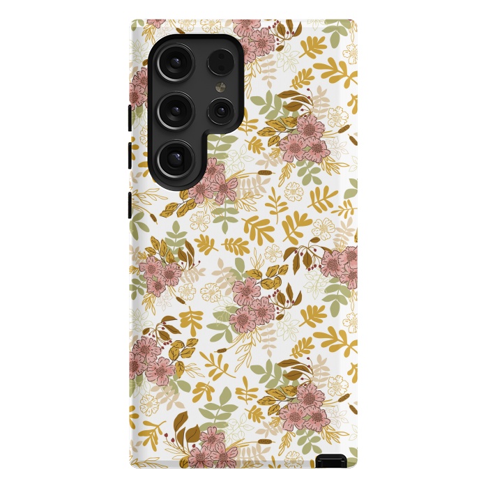 Galaxy S24 Ultra StrongFit Autumnal Florals in Pink and Mustard by Paula Ohreen