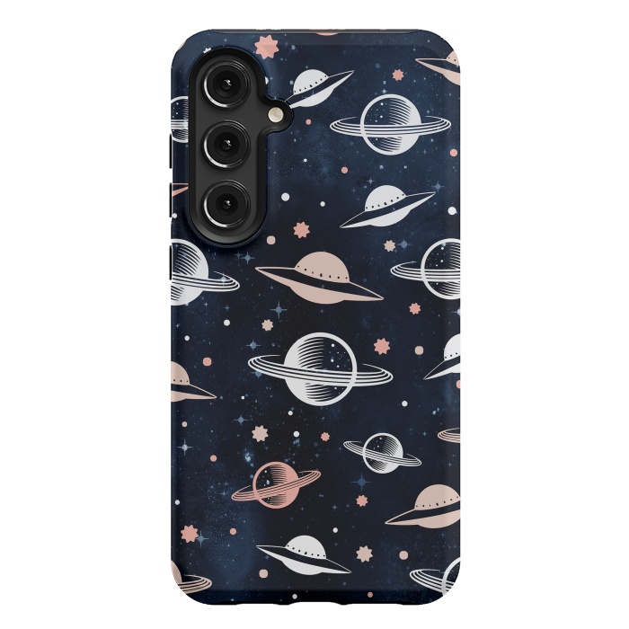 Galaxy S24 Plus StrongFit Planets and stars - space pattern - celestial pattern on navy by Oana 