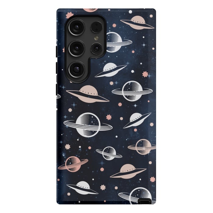 Galaxy S24 Ultra StrongFit Planets and stars - space pattern - celestial pattern on navy by Oana 