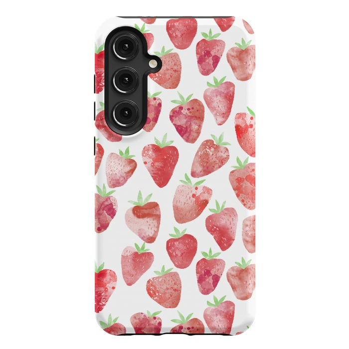 Galaxy S24 Plus StrongFit Strawberries Watercolor Painting by Nic Squirrell
