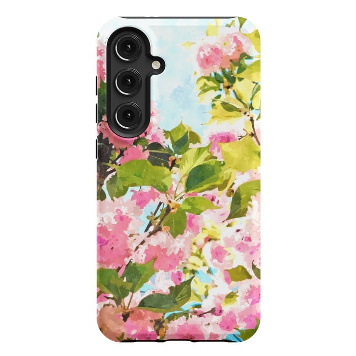 Galaxy S24 Plus StrongFit Day dreaming under the blooming Bougainvillea | Summer botanical Floral Vintage Garden Painting by Uma Prabhakar Gokhale