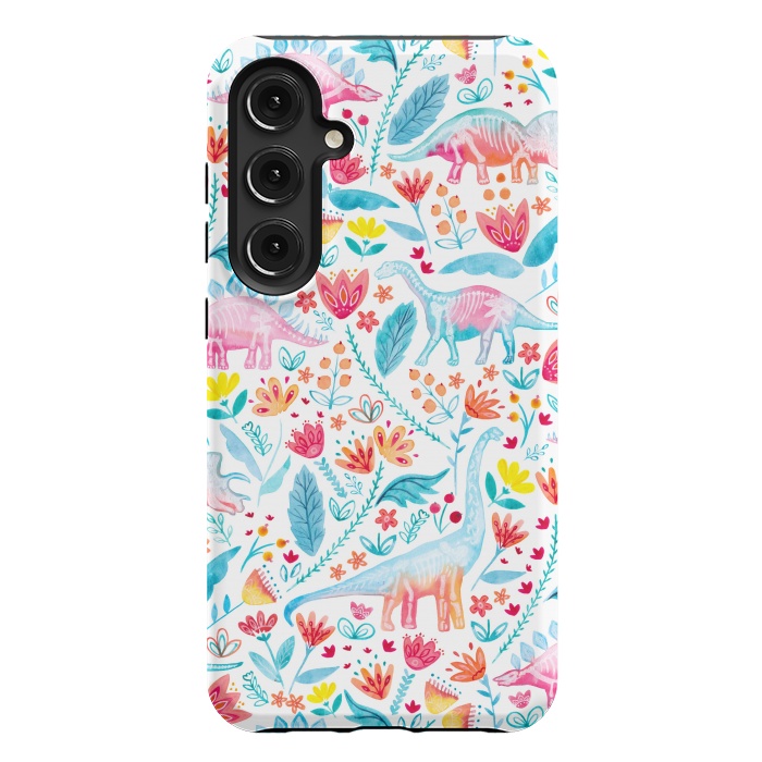 Galaxy S24 Plus StrongFit Dinosaur Delight on White by gingerlique