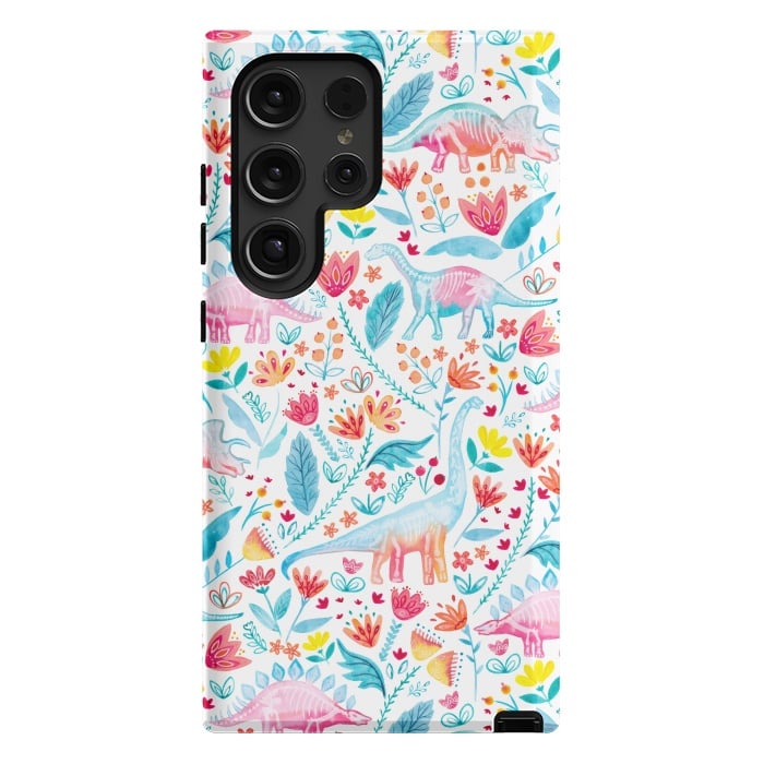 Galaxy S24 Ultra StrongFit Dinosaur Delight on White by gingerlique