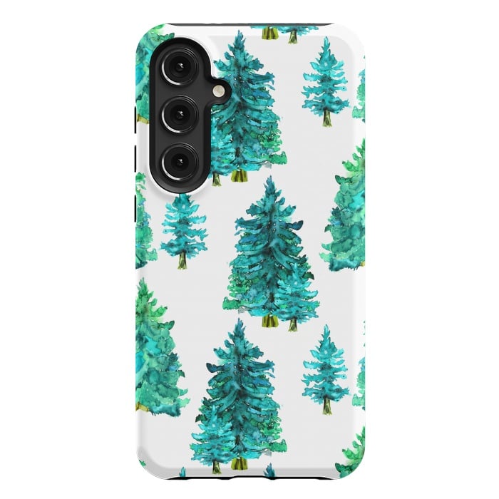 Galaxy S24 Plus StrongFit Christmas watercolor trees by haroulita