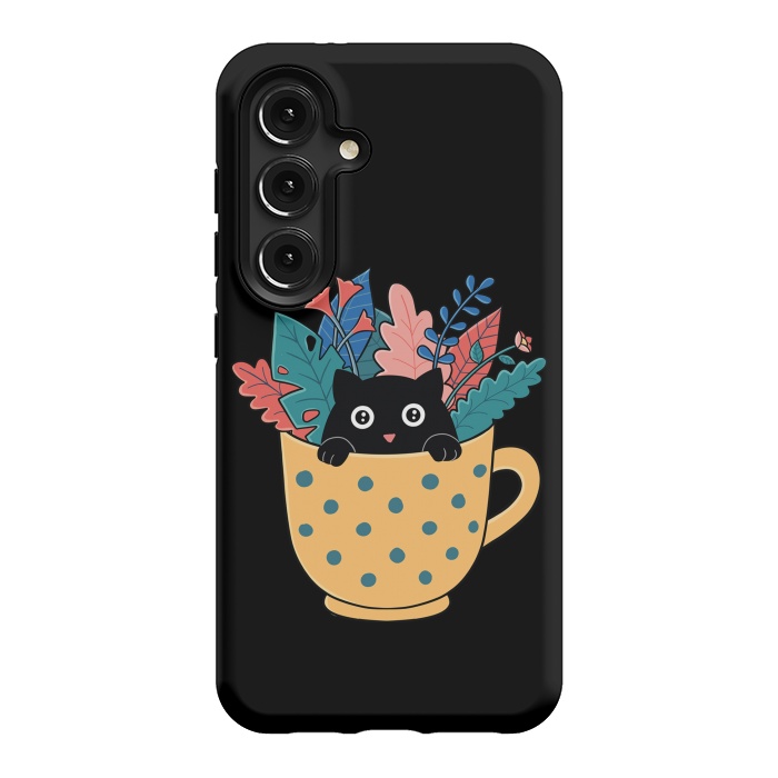 Galaxy S24 StrongFit Cat and flowers by Coffee Man