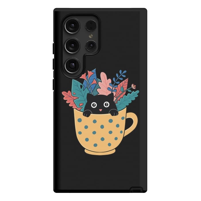 Galaxy S24 Ultra StrongFit Cat and flowers by Coffee Man