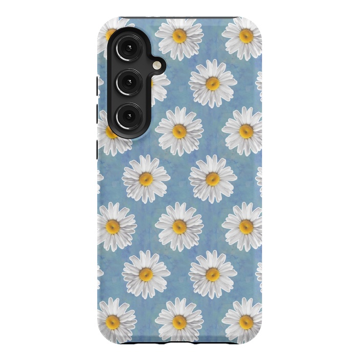 Galaxy S24 Plus StrongFit Daisy Blues - Daisy Pattern on Cornflower Blue by Tangerine-Tane