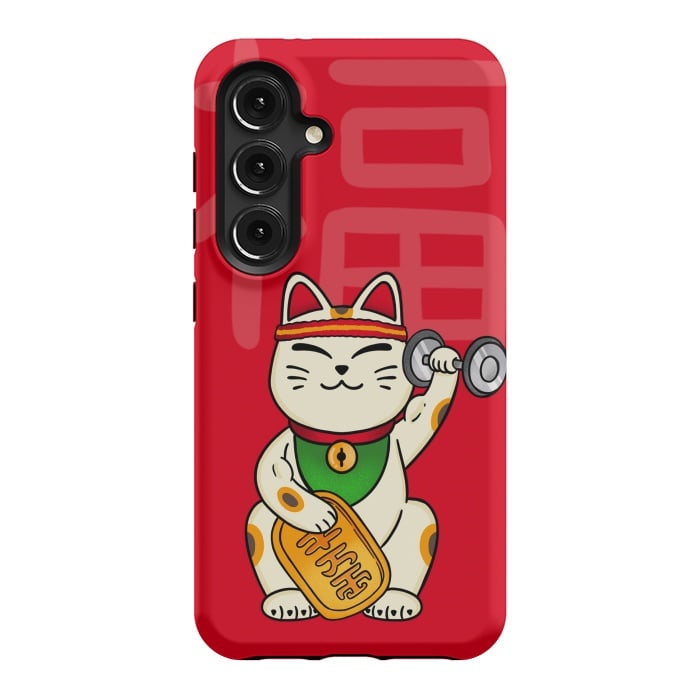 Galaxy S24 StrongFit Cat lucky gym by Coffee Man