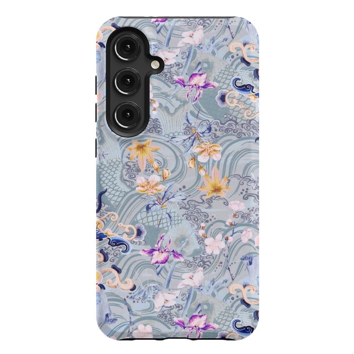 Galaxy S24 Plus StrongFit Flowers and fish - Chinese decorative pattern by Oana 