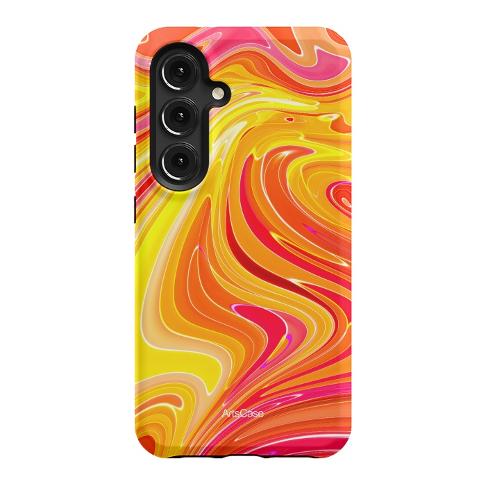 Galaxy S24 StrongFit Yellow Fluid Painting by ArtsCase