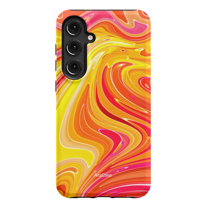 Galaxy S24 Plus StrongFit Yellow Fluid Painting by ArtsCase