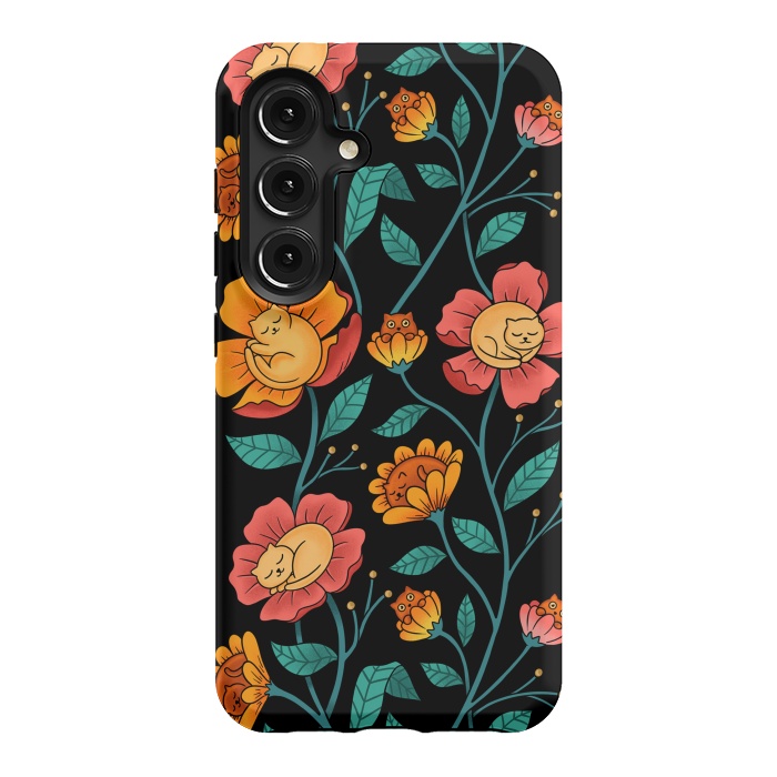 Galaxy S24 StrongFit Cats and Flowers by Coffee Man