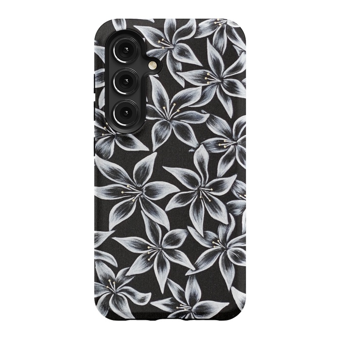 Galaxy S24 StrongFit Black & White Lily by Denise Cassidy Wood