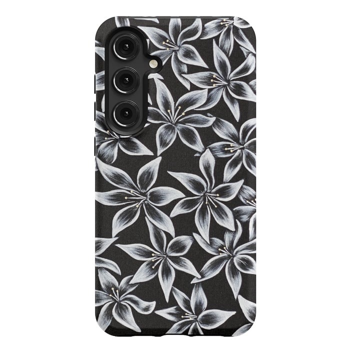 Galaxy S24 Plus StrongFit Black & White Lily by Denise Cassidy Wood