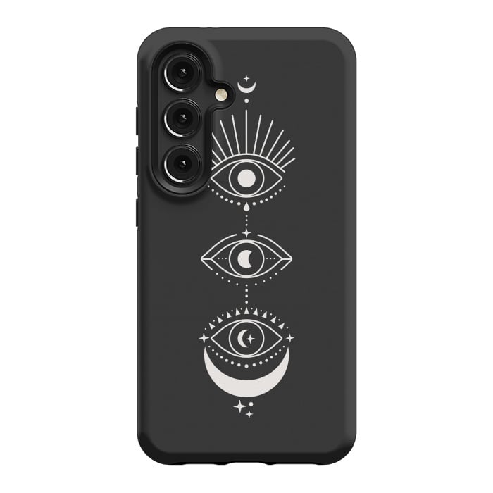 Galaxy S24 StrongFit Black Eyes Moon Phases by ArtPrInk