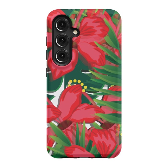 Galaxy S24 StrongFit red tulips tropical by MALLIKA