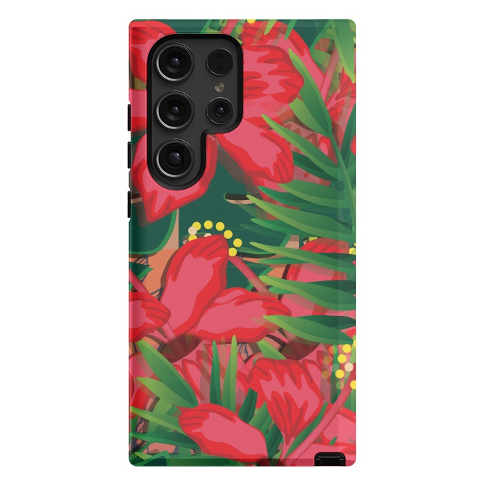 Galaxy S24 Ultra StrongFit red tulips tropical by MALLIKA