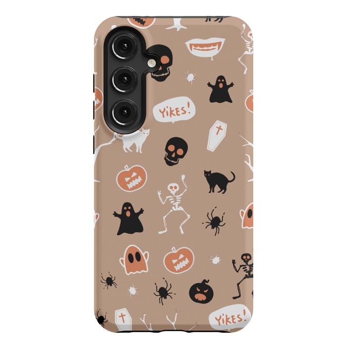 Galaxy S24 Plus StrongFit Halloween Monster pattern - cute Halloween stickers - skull, pumpkin, black cat, ghost by Oana 