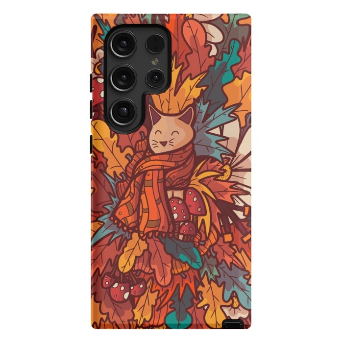 Galaxy S24 Ultra StrongFit Cosy autumn cat by Steve Wade (Swade)