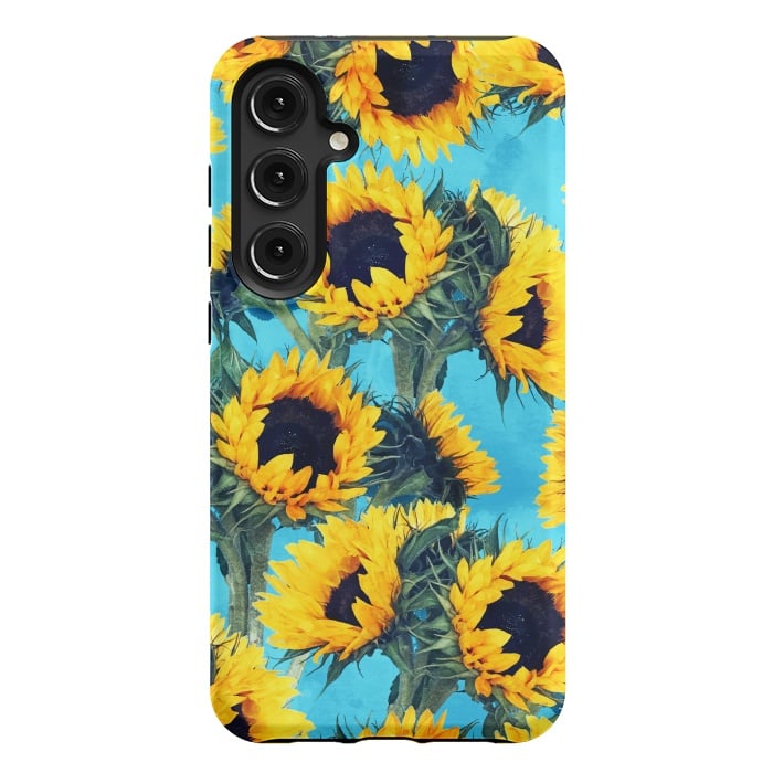 Galaxy S24 Plus StrongFit Sunflowers & Sky by Uma Prabhakar Gokhale