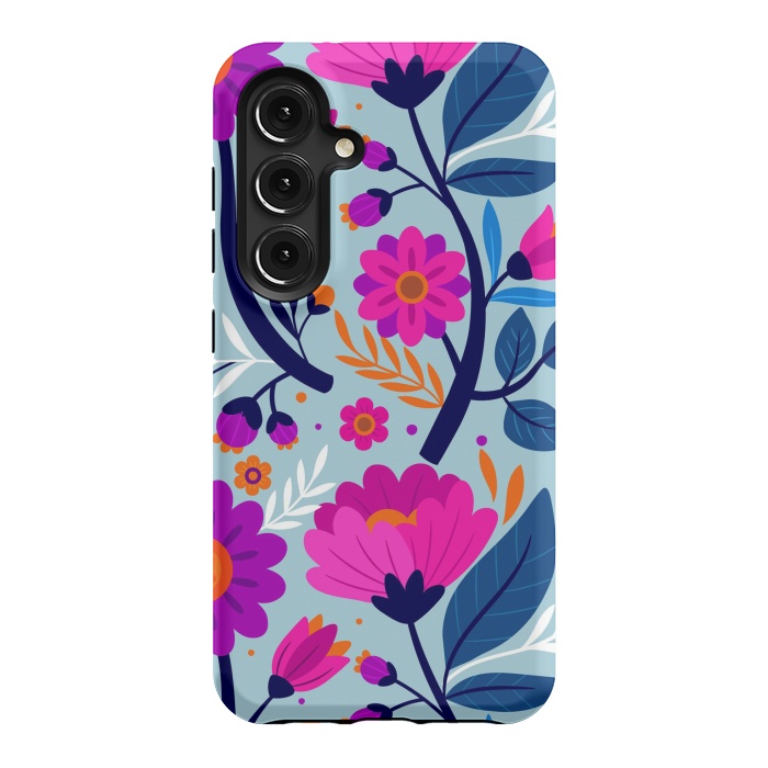 Galaxy S24 StrongFit Colorful Exotic Floral Pattern by ArtsCase