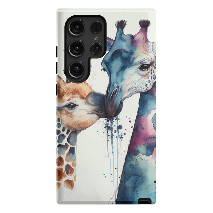 Galaxy S24 Ultra StrongFit Giraffe Love in Watercolor by Texnotropio
