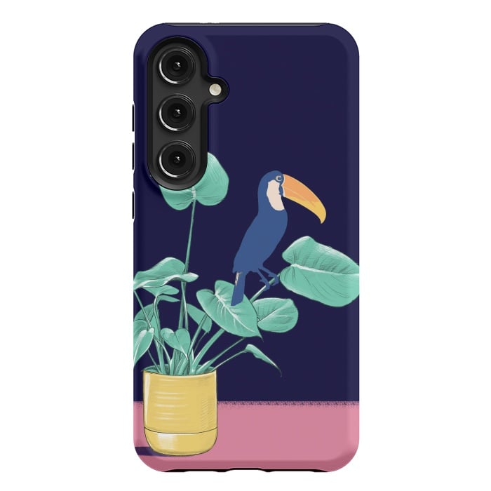 Galaxy S24 Plus StrongFit Toucan and plant - colorful minimal illustration by Oana 