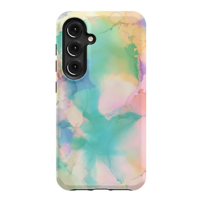 Galaxy S24 StrongFit Rainbow watercolor abstract painting - modern splats by Oana 