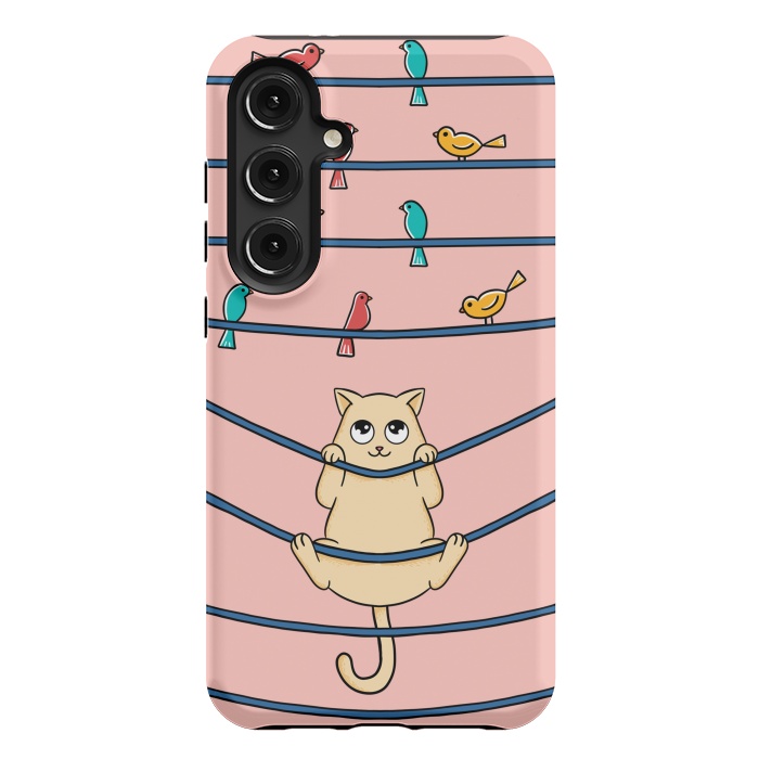 Galaxy S24 Plus StrongFit Cat and birds by Coffee Man