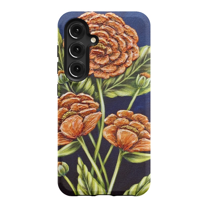 Galaxy S24 StrongFit Orange Peonies by Denise Cassidy Wood