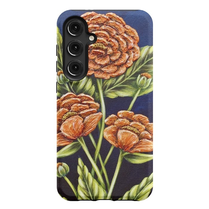 Galaxy S24 Plus StrongFit Orange Peonies by Denise Cassidy Wood
