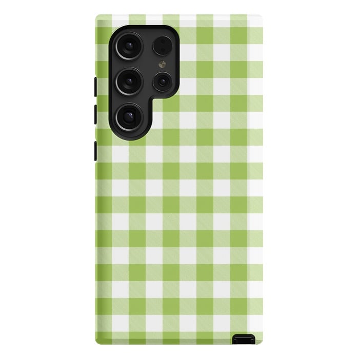 Galaxy S24 Ultra StrongFit Green Plaid by ArtsCase